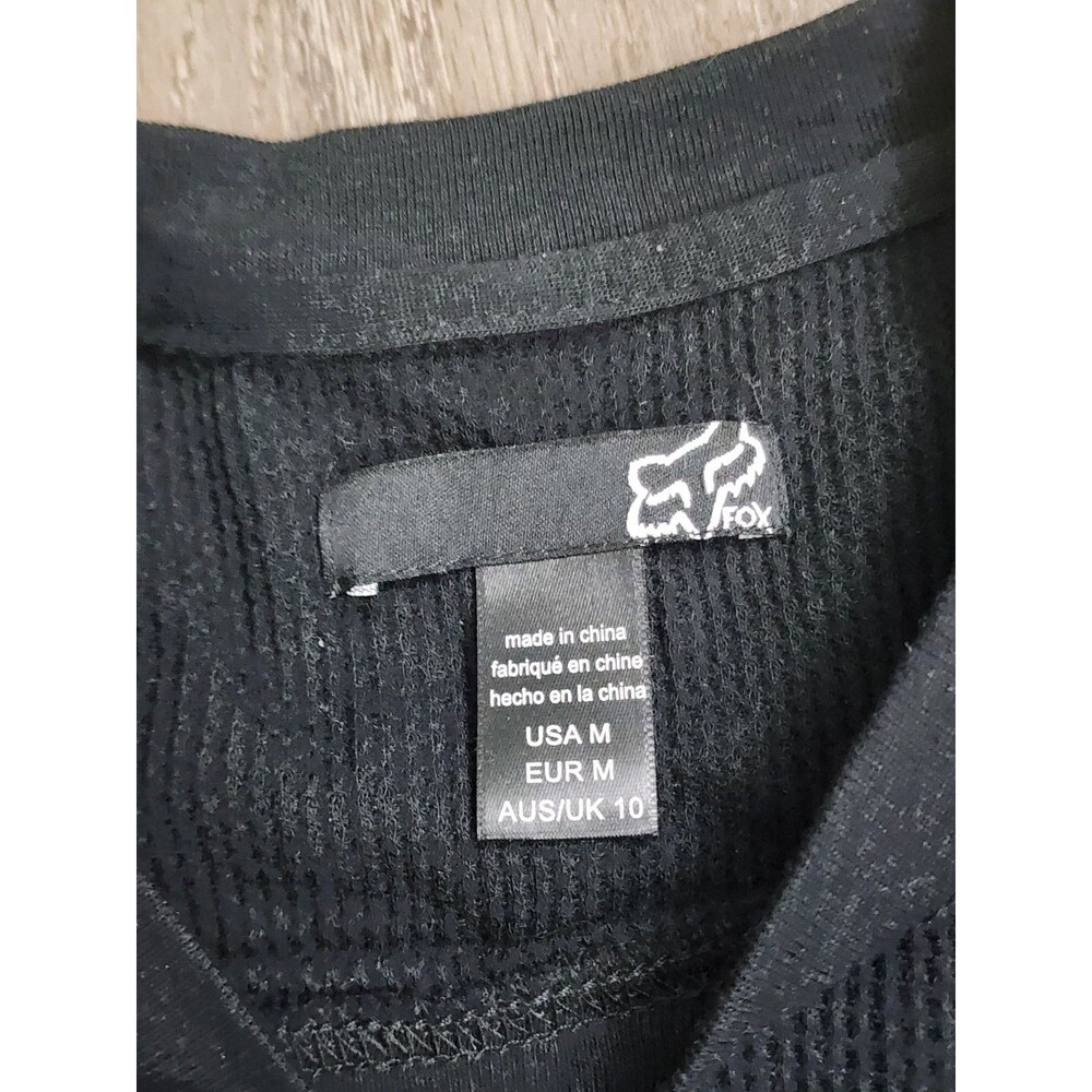VTG Y2K Fox Thermal Shirt  M Black Pink Graphic Long Sleeve Crewneck - Picture 2 of 3